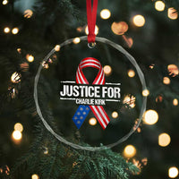 Justice For Charlie Kirk Crystal Glass Ornament Patriotic Tribute Human Rights Activist - Wonder Print Shop