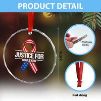 Justice For Charlie Kirk Crystal Glass Ornament Patriotic Tribute Human Rights Activist - Wonder Print Shop