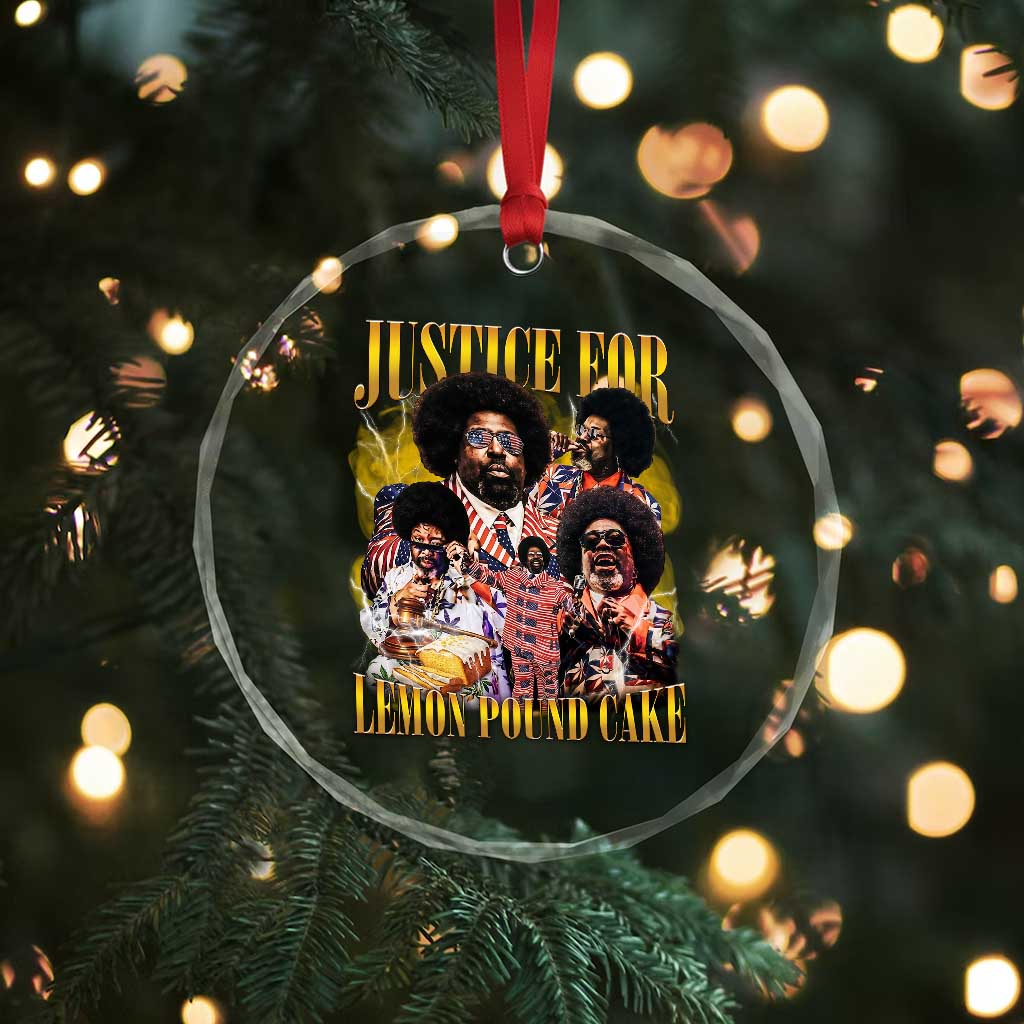 Justice For Lemon Pound Cake Bootleg Graphic Crystal Glass Ornament Retro Rap Free Speech
