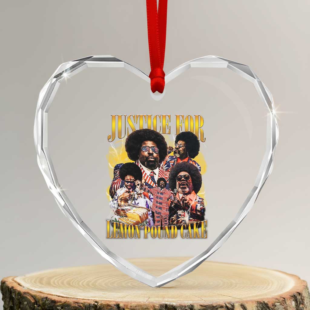 Justice For Lemon Pound Cake Bootleg Graphic Heart Crystal Glass Ornament Retro Rap Free Speech