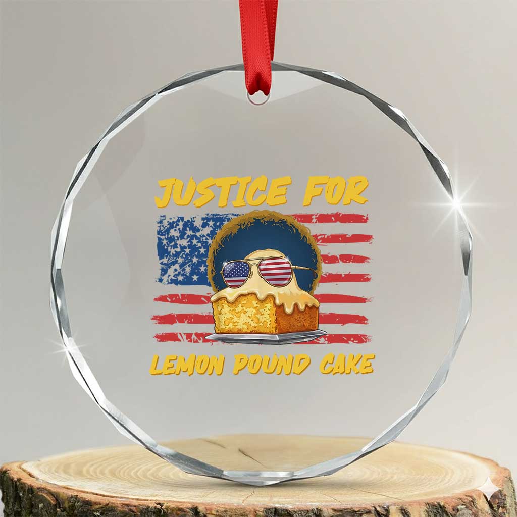 Justice For Lemon Pound Cake Crystal Glass Ornament Funny US Flag Cake Parody Rap Free Speech