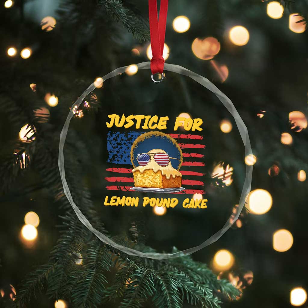 Justice For Lemon Pound Cake Crystal Glass Ornament Funny US Flag Cake Parody Rap Free Speech