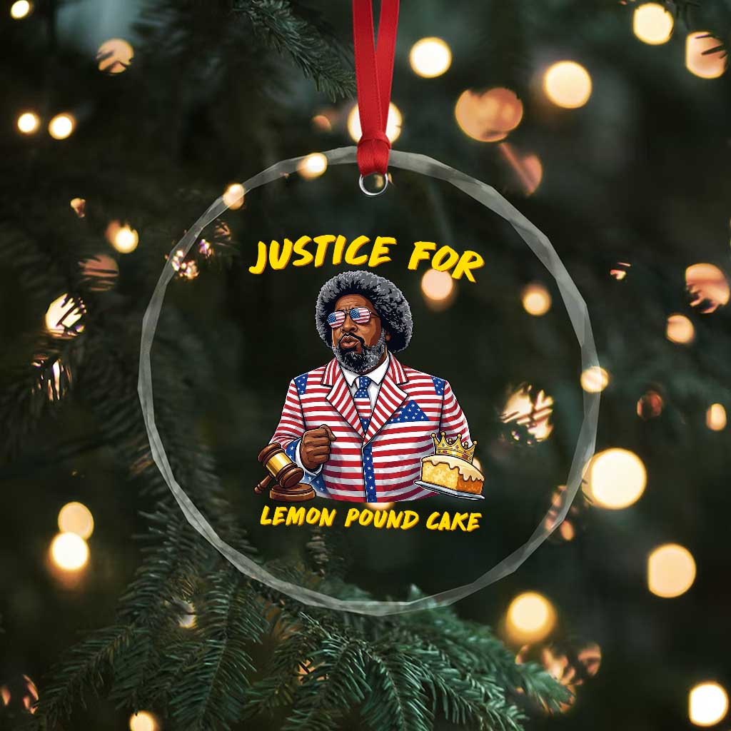 Justice for Lemon Pound Cake Funny Viral  Meme Crystal Glass Ornament Edgy Hip Hop Humor Parody Gift for Rap Fans