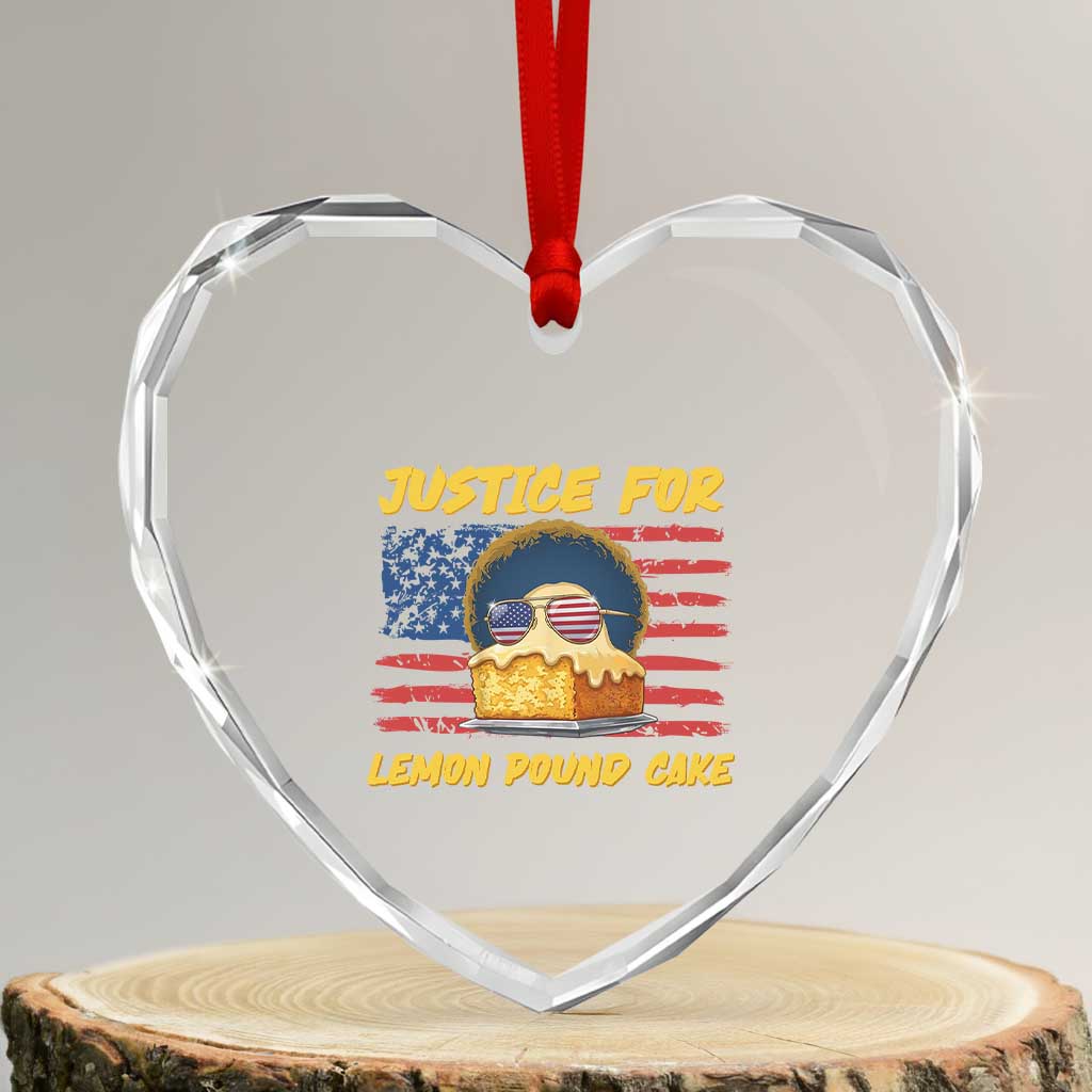 Justice For Lemon Pound Cake Heart Crystal Glass Ornament Funny US Flag Cake Parody Rap Free Speech