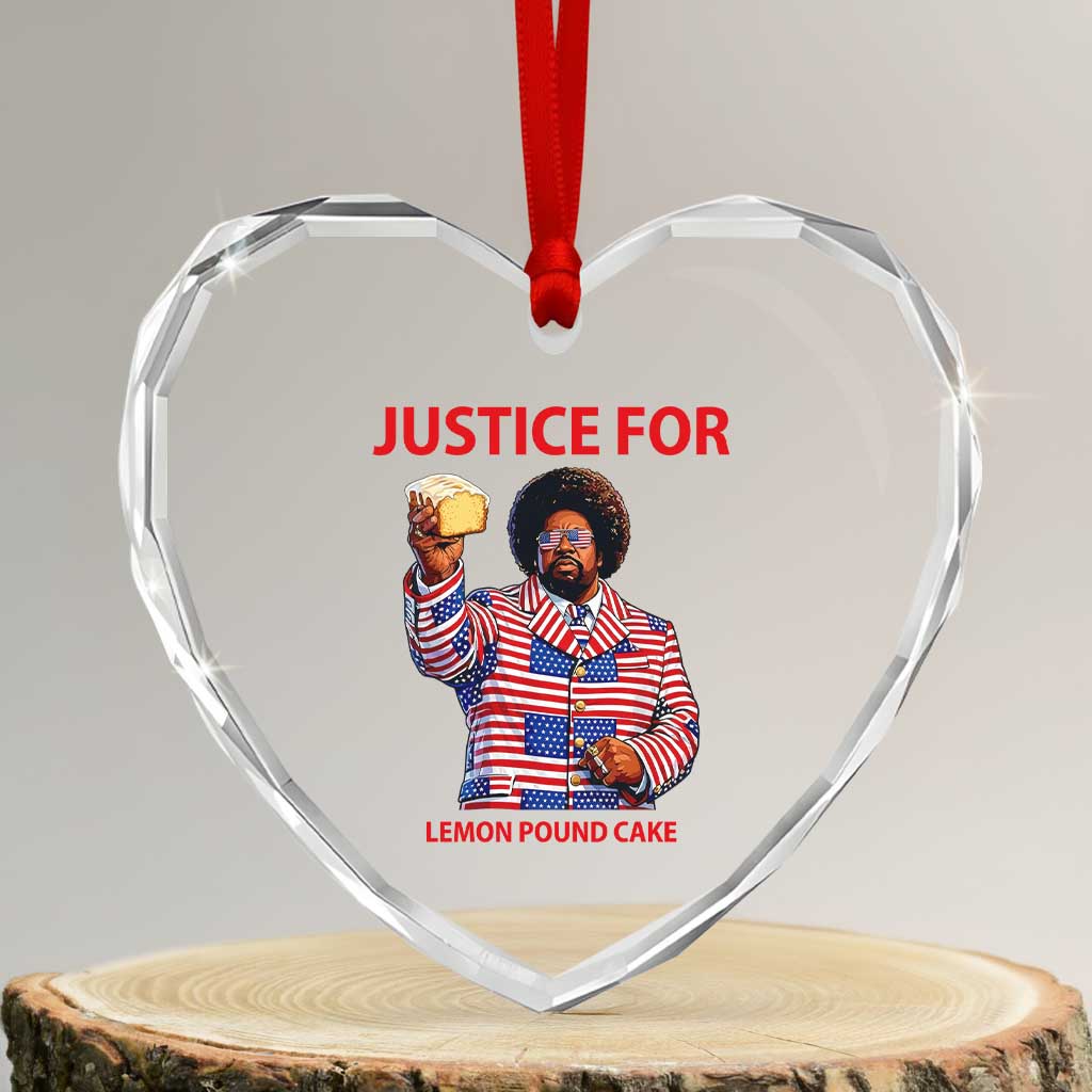 Justice for Lemon Pound Cake Heart Crystal Glass Ornament Funny Viral Edgy Meme Courtroom Parody Rap Fans