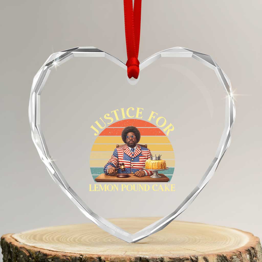 Justice For Lemon Pound Cake Heart Crystal Glass Ornament Retro Rap Free Speech