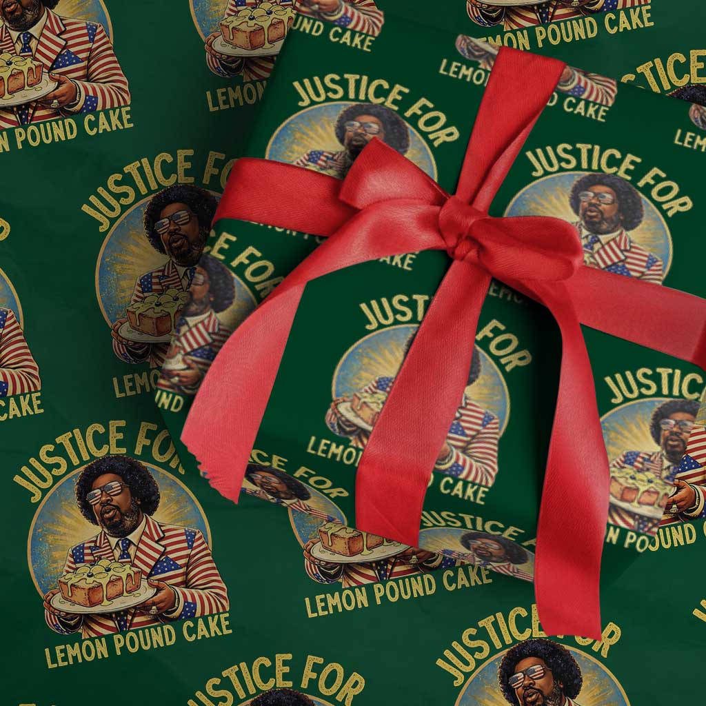 Justice for Lemon Pound Cake Patriotic Meme Wrapping Paper Roll Funny Viral Hip Hop Parody for Music Rap Fans
