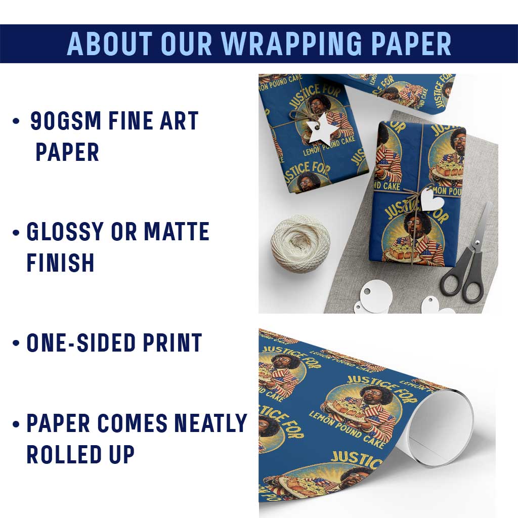 Justice for Lemon Pound Cake Patriotic Meme Wrapping Paper Roll Funny Viral Hip Hop Parody for Music Rap Fans