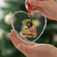 Justice for Lemon Pound Cake Patriotic Meme Heart Crystal Glass Ornament Funny Viral Hip Hop Parody for Music Rap Fans