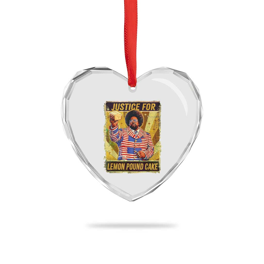 Justice for Lemon Pound Cake Vintage Retro Heart Crystal Glass Ornament Funny Viral Hip Hop Meme Parody Internet Culture Fans