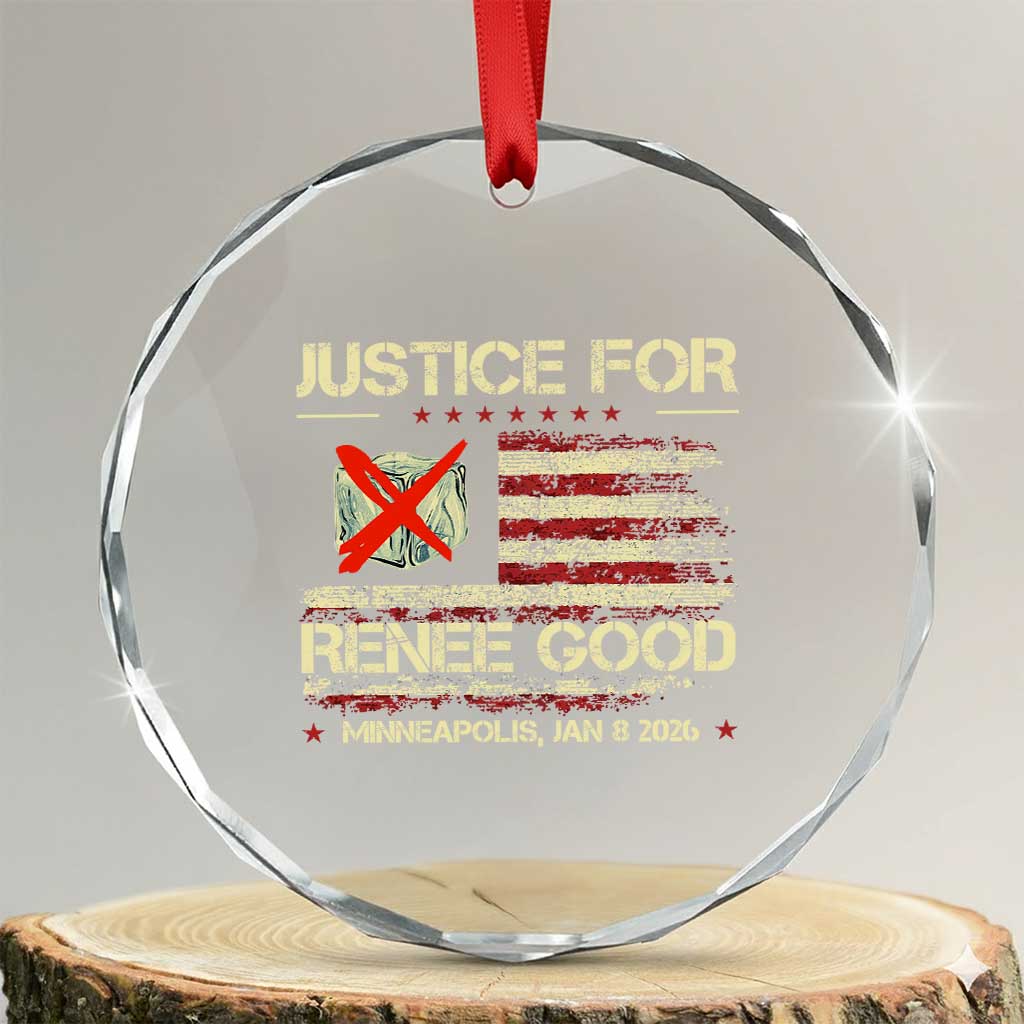 Justice for Renee Good Crystal Glass Ornament Minneapolis Jan 8 2026 American Flag Stop Ice - Wonder Print Shop