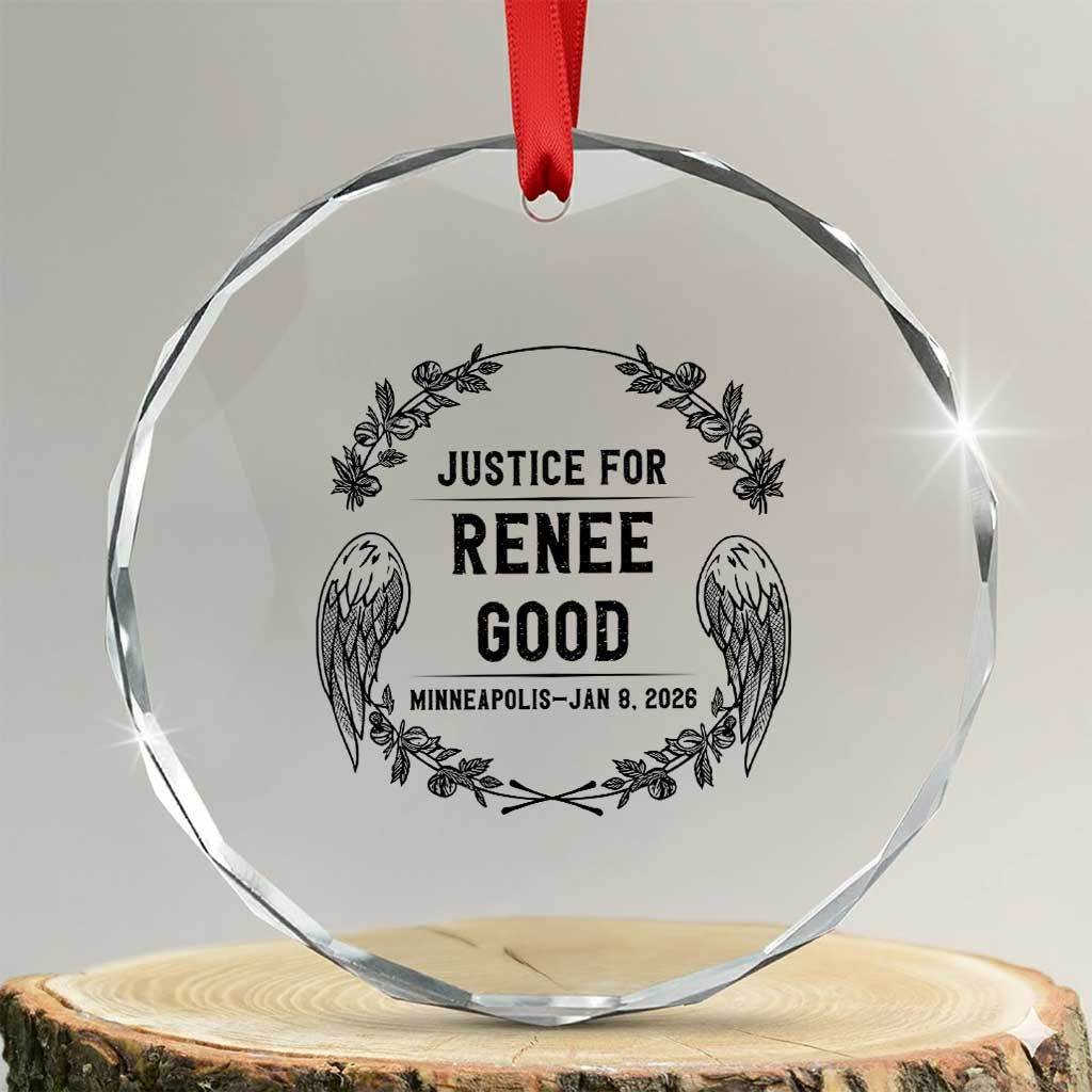 Justice for Renee Good Crystal Glass Ornament Minneapolis January 8 2026 Tribute Memorial Wreath - Wonder Print Shop