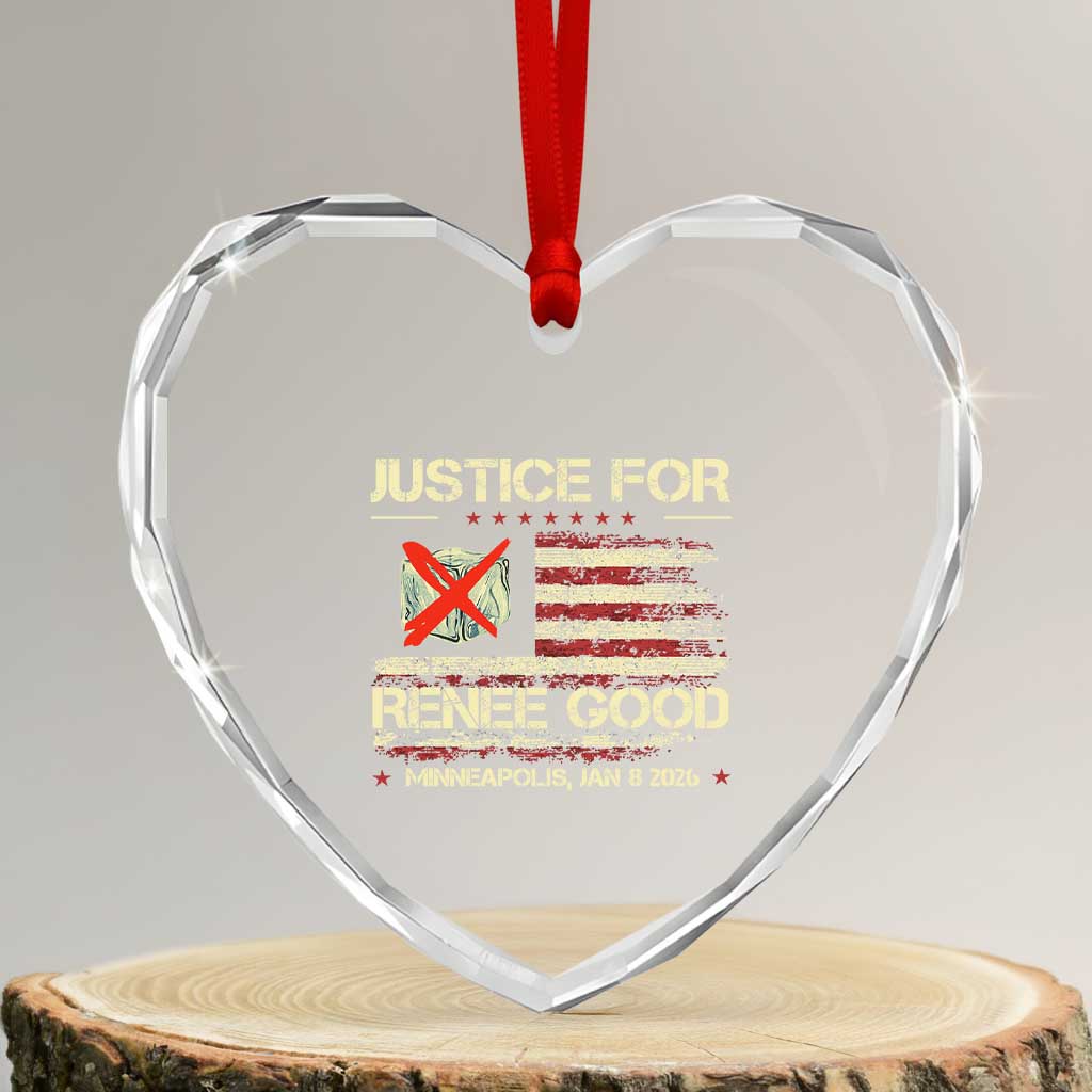 Justice for Renee Good Heart Crystal Glass Ornament Minneapolis Jan 8 2026 American Flag Stop Ice - Wonder Print Shop