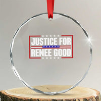 Justice for Renee Good Patriotic Crystal Glass Ornament Minneapolis Jan 8 2026 Memorial Red White and Blue - Wonder Print Shop