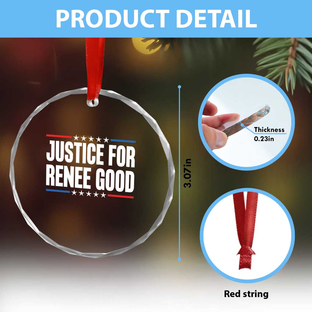 Justice for Renee Good Patriotic Crystal Glass Ornament Minneapolis Jan 8 2026 Memorial Tribute - Wonder Print Shop