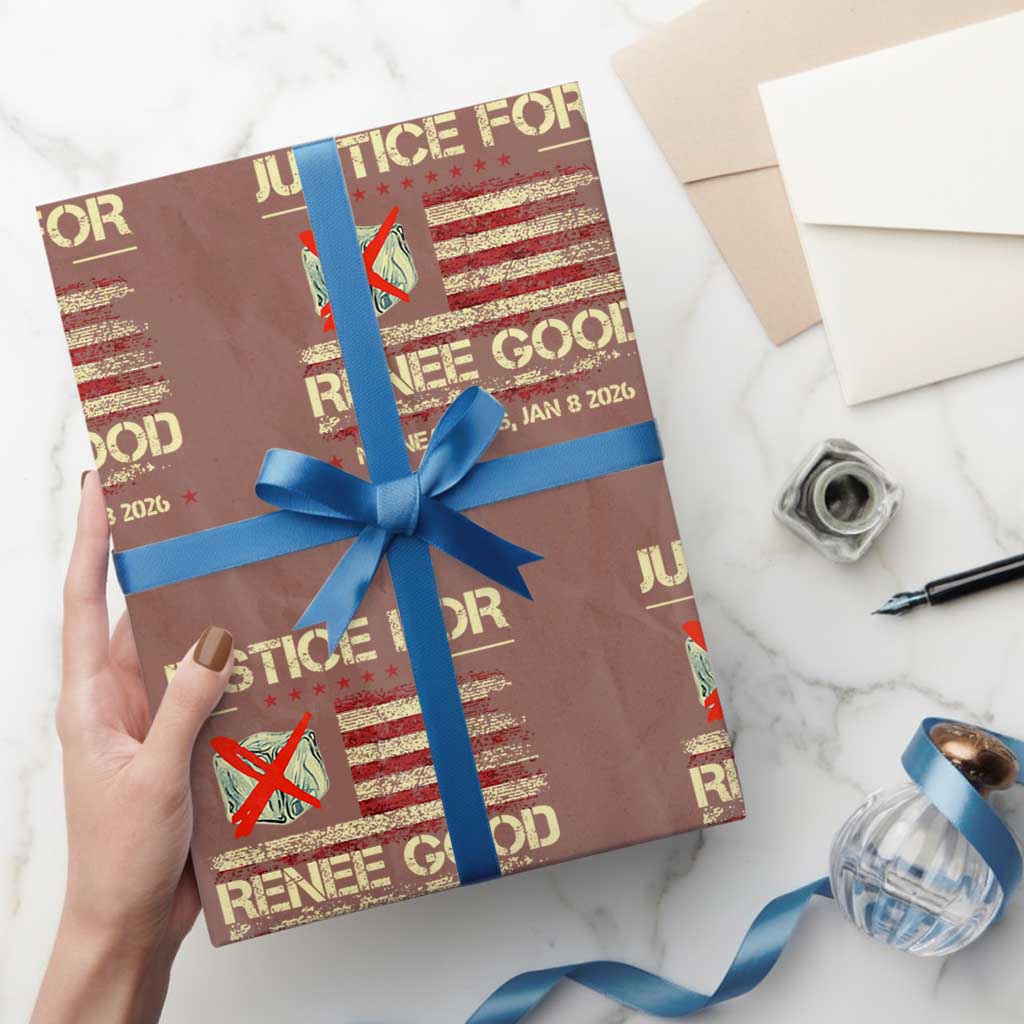 Justice for Renee Good Wrapping Paper Roll Minneapolis Jan 8 2026 American Flag Stop Ice - Wonder Print Shop