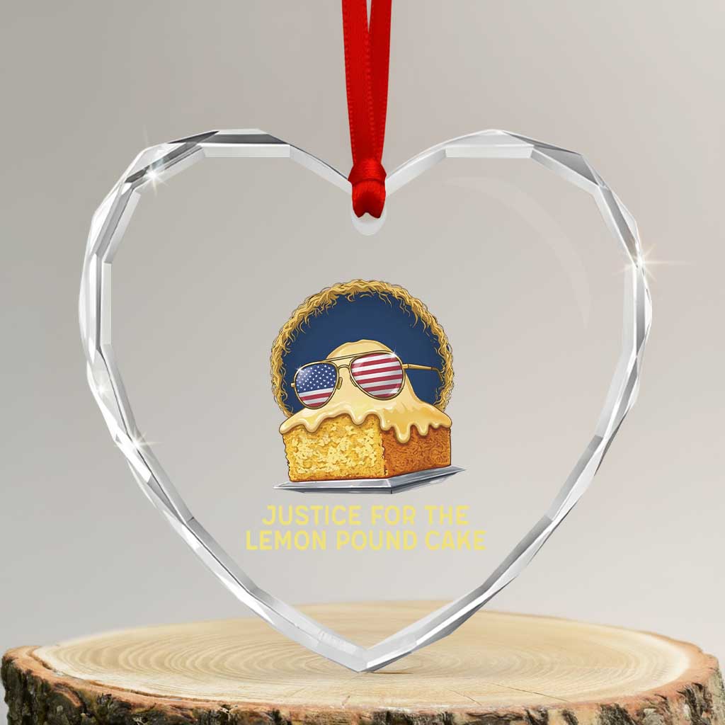 Justice for the Lemon Pound Cake Heart Crystal Glass Ornament Viral Meme Dessert Parody Retro Hip Hop Vibe