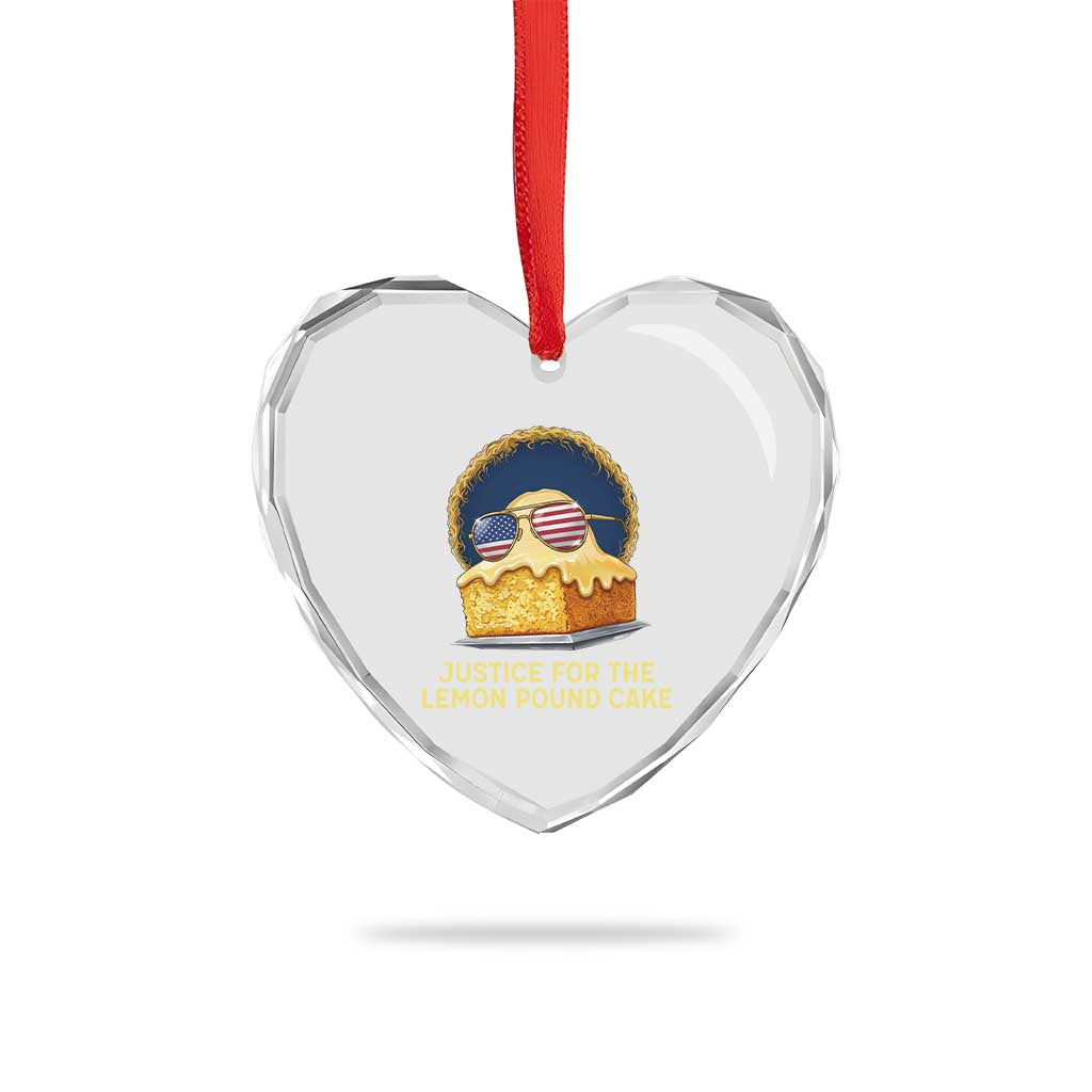 Justice for the Lemon Pound Cake Heart Crystal Glass Ornament Viral Meme Dessert Parody Retro Hip Hop Vibe