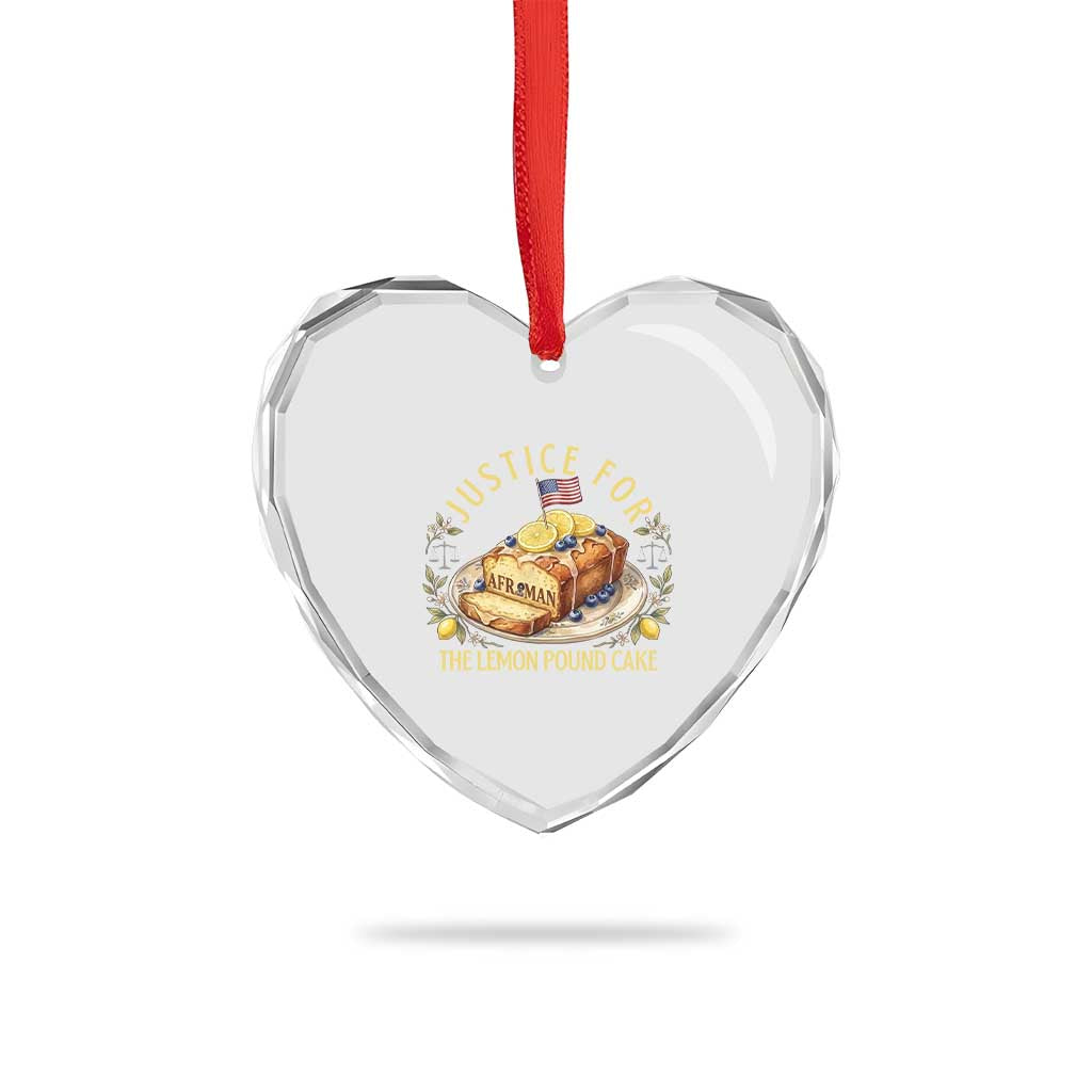 Justice for the Lemon Pound Cake Vintage Heart Crystal Glass Ornament Funny Viral Meme Dessert Parody Rap Fans