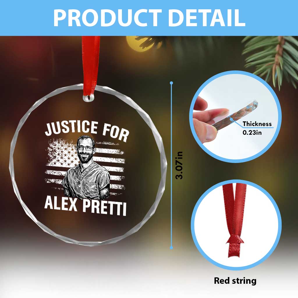 Justices for Alex Pretti Crystal Glass Ornament Resist Abolish ICE Protest