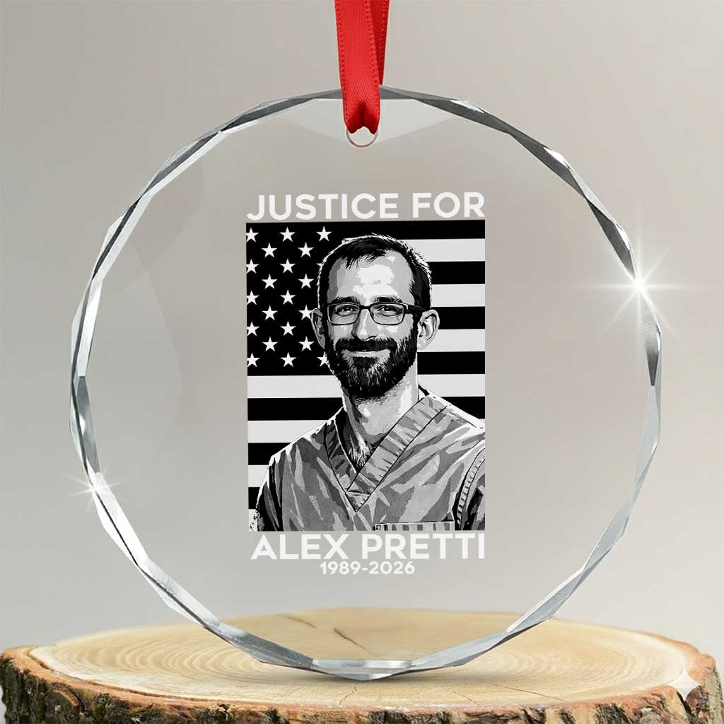 Justices for Alex Pretti Crystal Glass Ornament Resist ICE Immigration Deportation Protest Minnesota