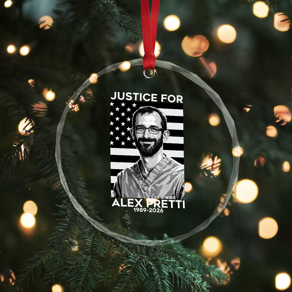 Justices for Alex Pretti Crystal Glass Ornament Resist ICE Immigration Deportation Protest Minnesota