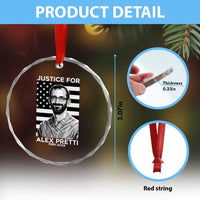 Justices for Alex Pretti Crystal Glass Ornament Resist ICE Immigration Deportation Protest Minnesota