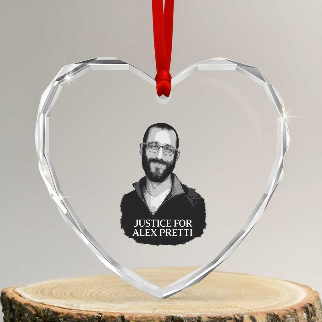Justices for Alex Pretti Heart Crystal Glass Ornament Anti ICE Immigration Protest Human Rights
