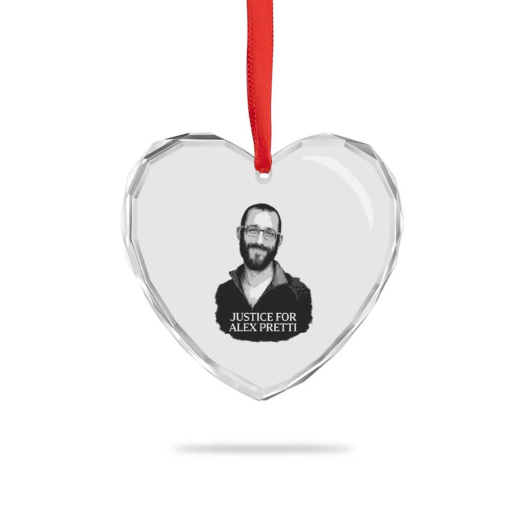 Justices for Alex Pretti Heart Crystal Glass Ornament Anti ICE Immigration Protest Human Rights