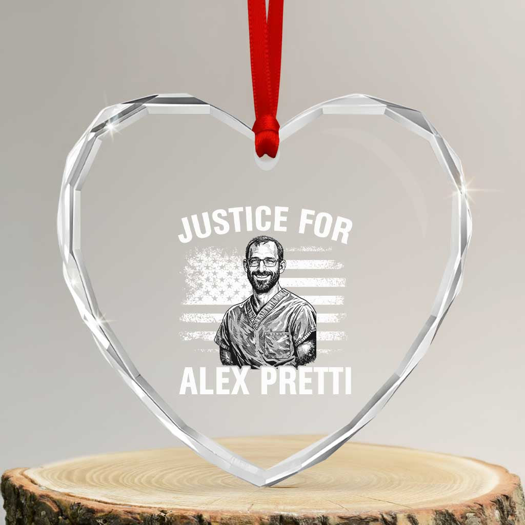 Justices for Alex Pretti Heart Crystal Glass Ornament Resist Abolish ICE Protest