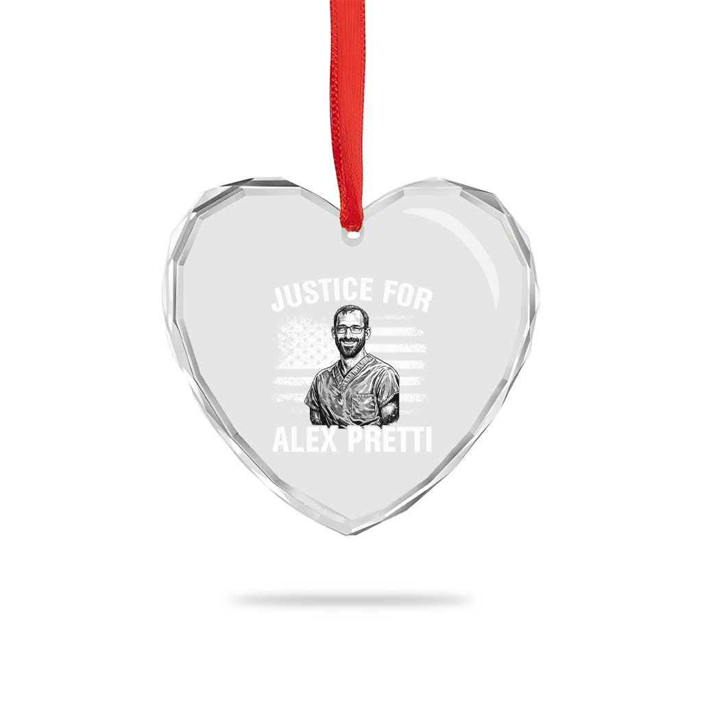 Justices for Alex Pretti Heart Crystal Glass Ornament Resist Abolish ICE Protest