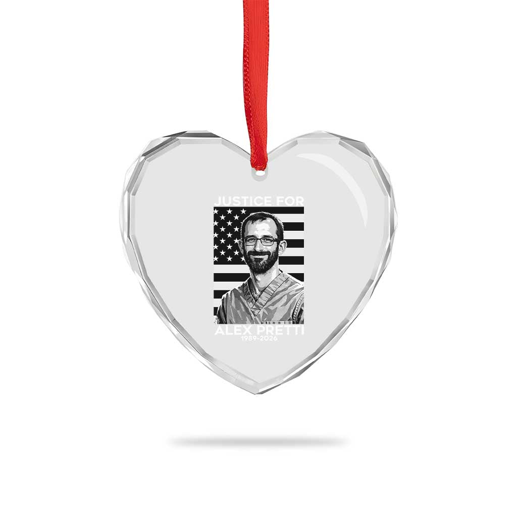 Justices for Alex Pretti Heart Crystal Glass Ornament Resist ICE Immigration Deportation Protest Minnesota