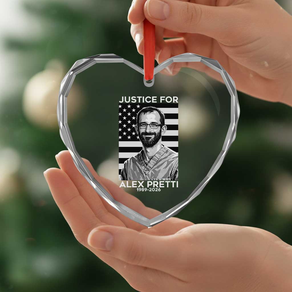 Justices for Alex Pretti Heart Crystal Glass Ornament Resist ICE Immigration Deportation Protest Minnesota