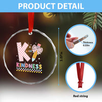 K Is For Kindness Crystal Glass Ornament Cute Pencil Bow Teacher Be Kind TS02