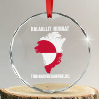 Kalaallit Nunaat Tuniniagaanngilaq Greenlandic Crystal Glass Ornament Greenland Is Not For Sale Patriotic Grunge Flag