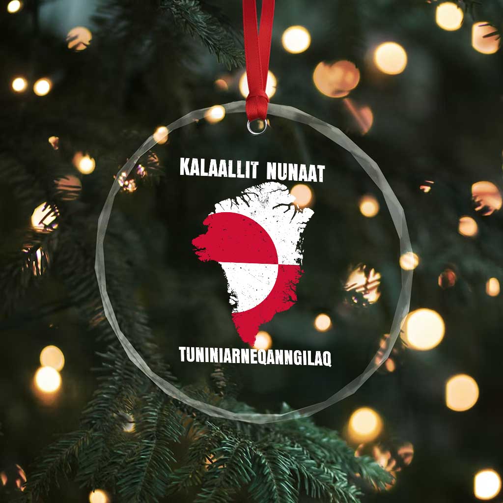 Kalaallit Nunaat Tuniniagaanngilaq Greenlandic Crystal Glass Ornament Greenland Is Not For Sale Patriotic Grunge Flag