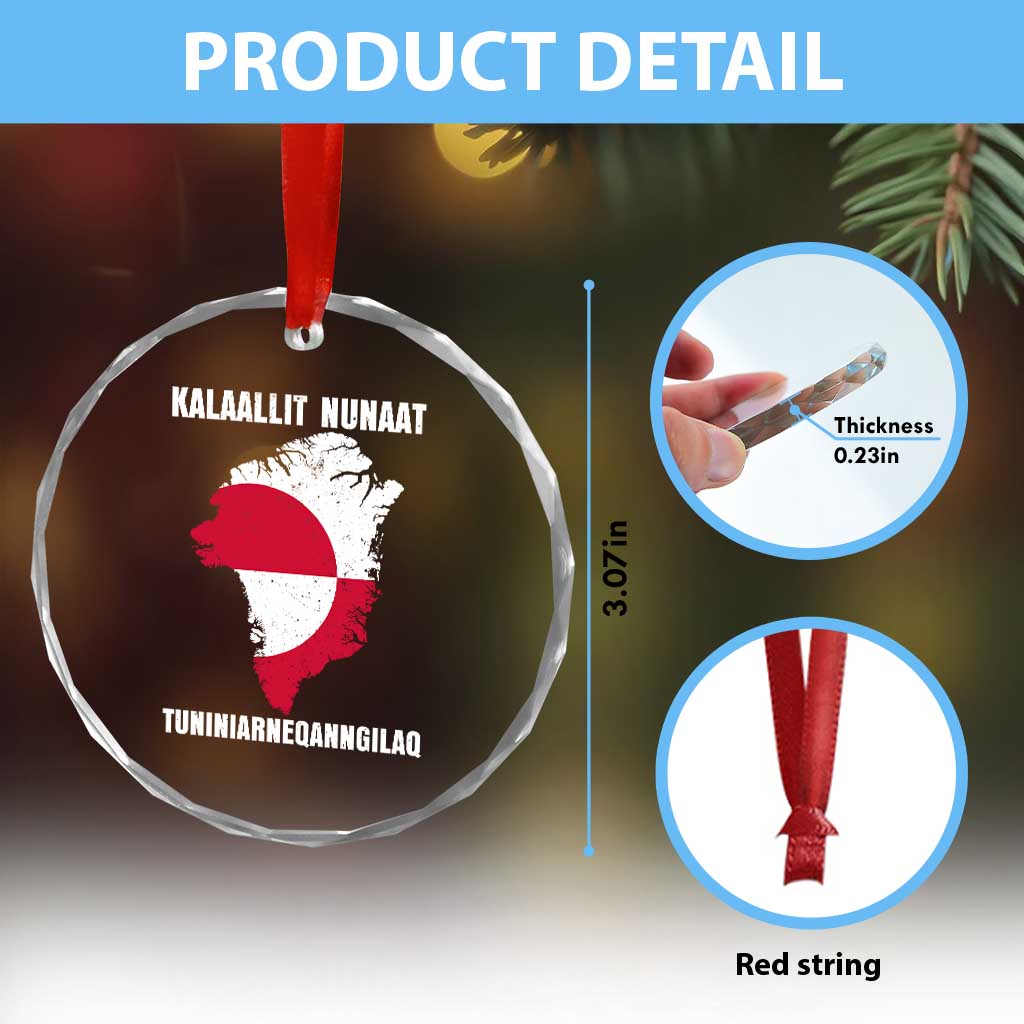 Kalaallit Nunaat Tuniniagaanngilaq Greenlandic Crystal Glass Ornament Greenland Is Not For Sale Patriotic Grunge Flag