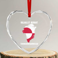 Kalaallit Nunaat Tuniniagaanngilaq Greenlandic Heart Crystal Glass Ornament Greenland Is Not For Sale Patriotic Grunge Flag