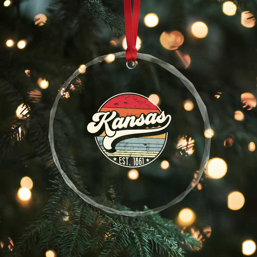 Kansas City Missouri Retro 80s Established 1861 Crystal Glass Ornament
