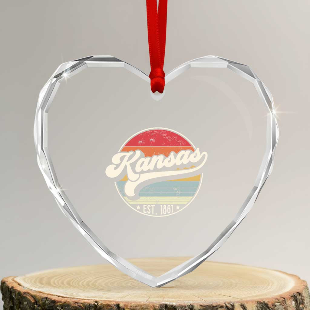 Kansas City Missouri Retro 80s Established 1861 Heart Crystal Glass Ornament