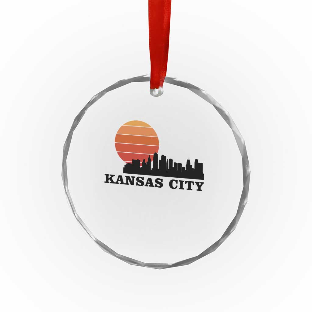 Kansas City Missouri Retro 80s Style Crystal Glass Ornament
