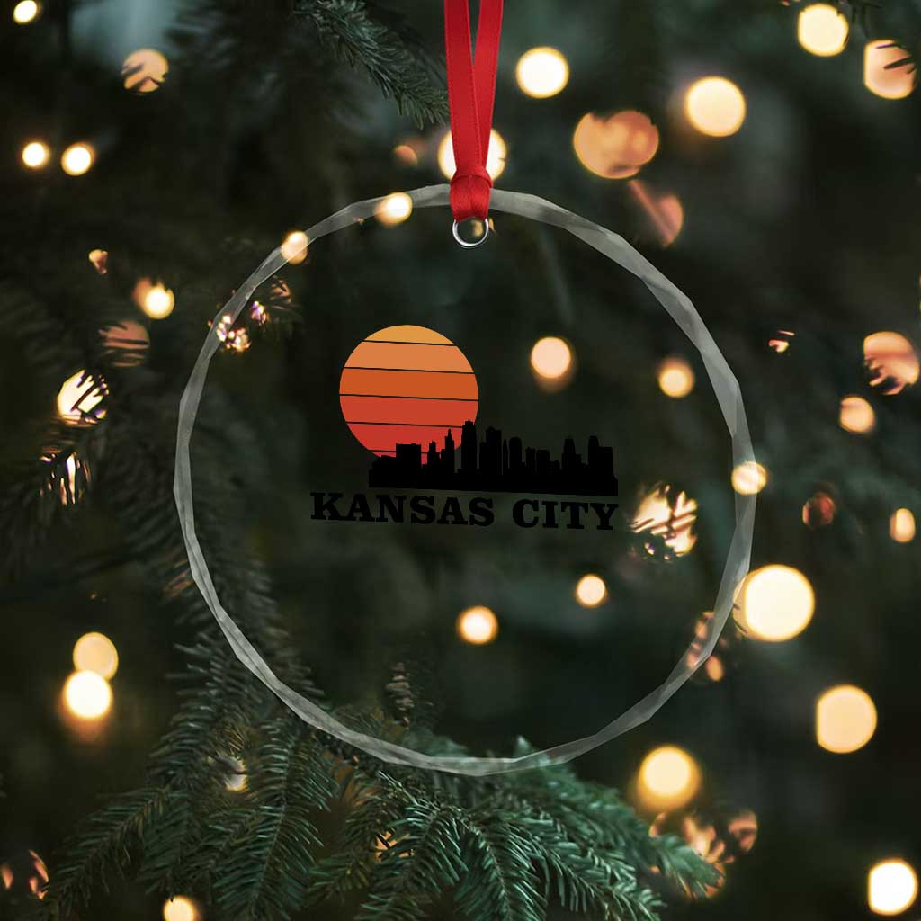 Kansas City Missouri Retro 80s Style Crystal Glass Ornament
