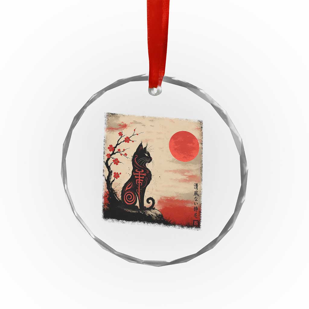 Kawaii Anime Cat Japanese Cherry Blossom Crystal Glass Ornament - Wonder Print Shop