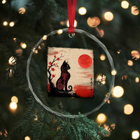 Kawaii Anime Cat Japanese Cherry Blossom Crystal Glass Ornament - Wonder Print Shop