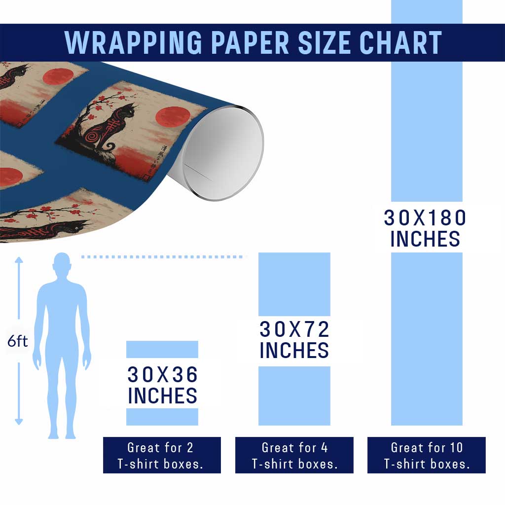 Kawaii Anime Cat Japanese Cherry Blossom Wrapping Paper Roll - Wonder Print Shop
