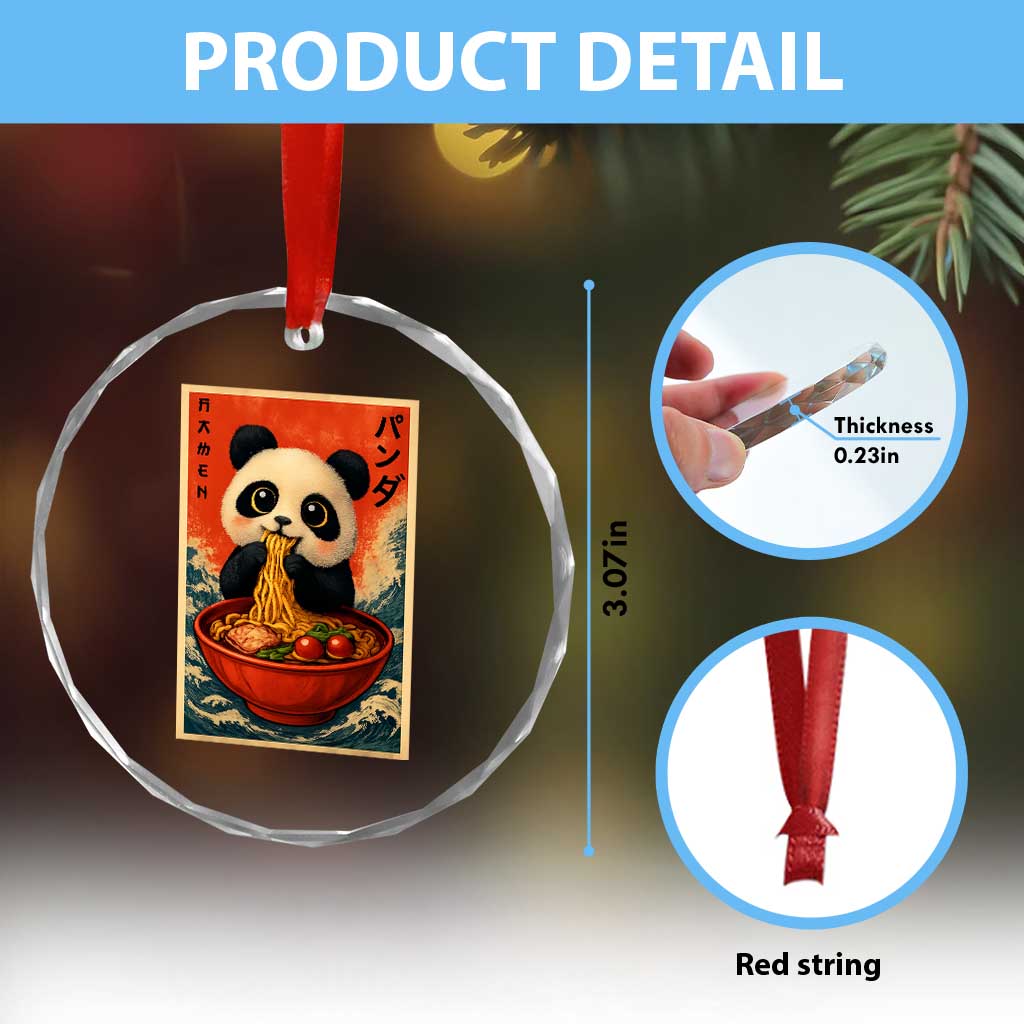 Kawaii Anime Panda Ramen Crystal Glass Ornament Funny Japanese Noodles Anime Lovers - Wonder Print Shop