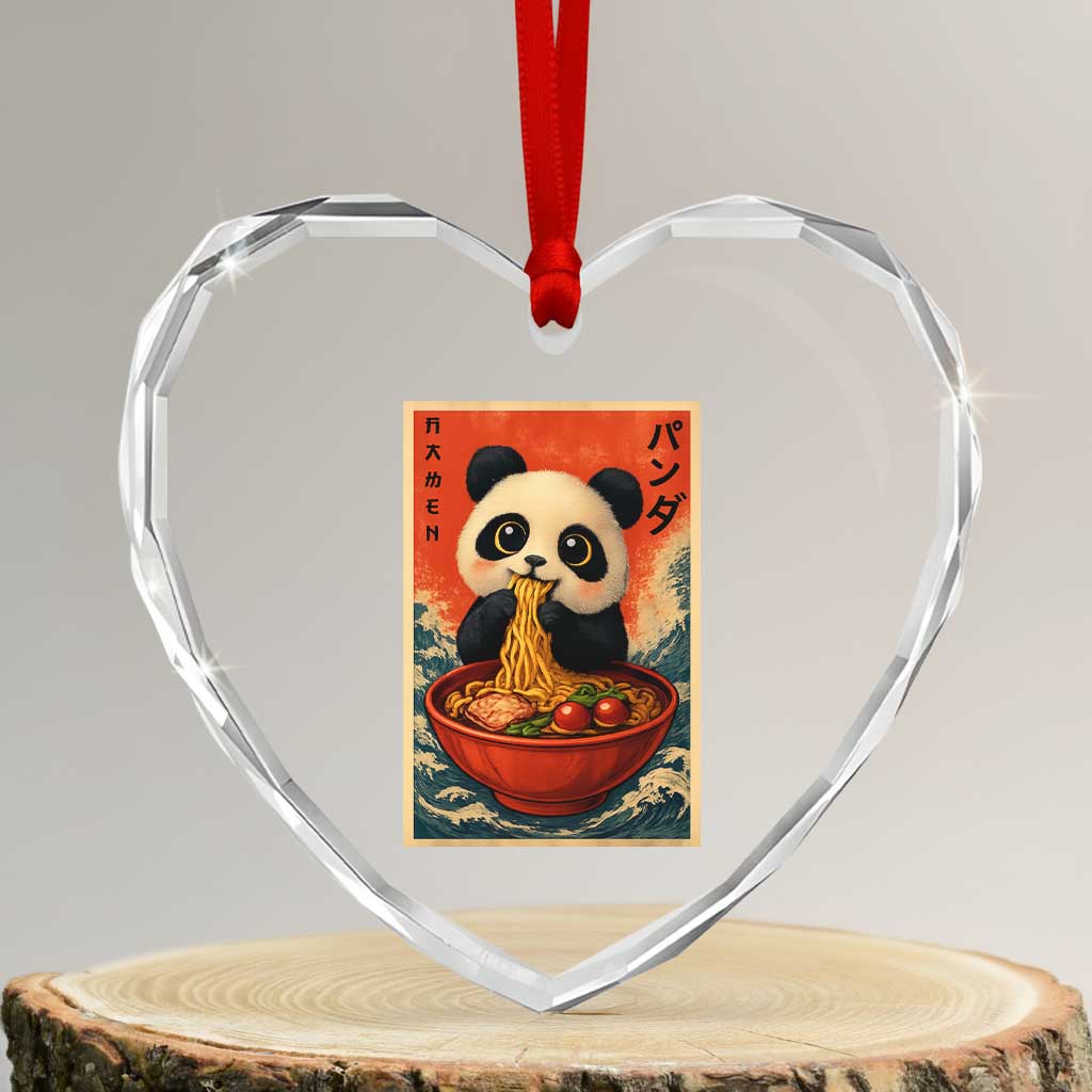 Kawaii Anime Panda Ramen Heart Crystal Glass Ornament Funny Japanese Noodles Anime Lovers - Wonder Print Shop