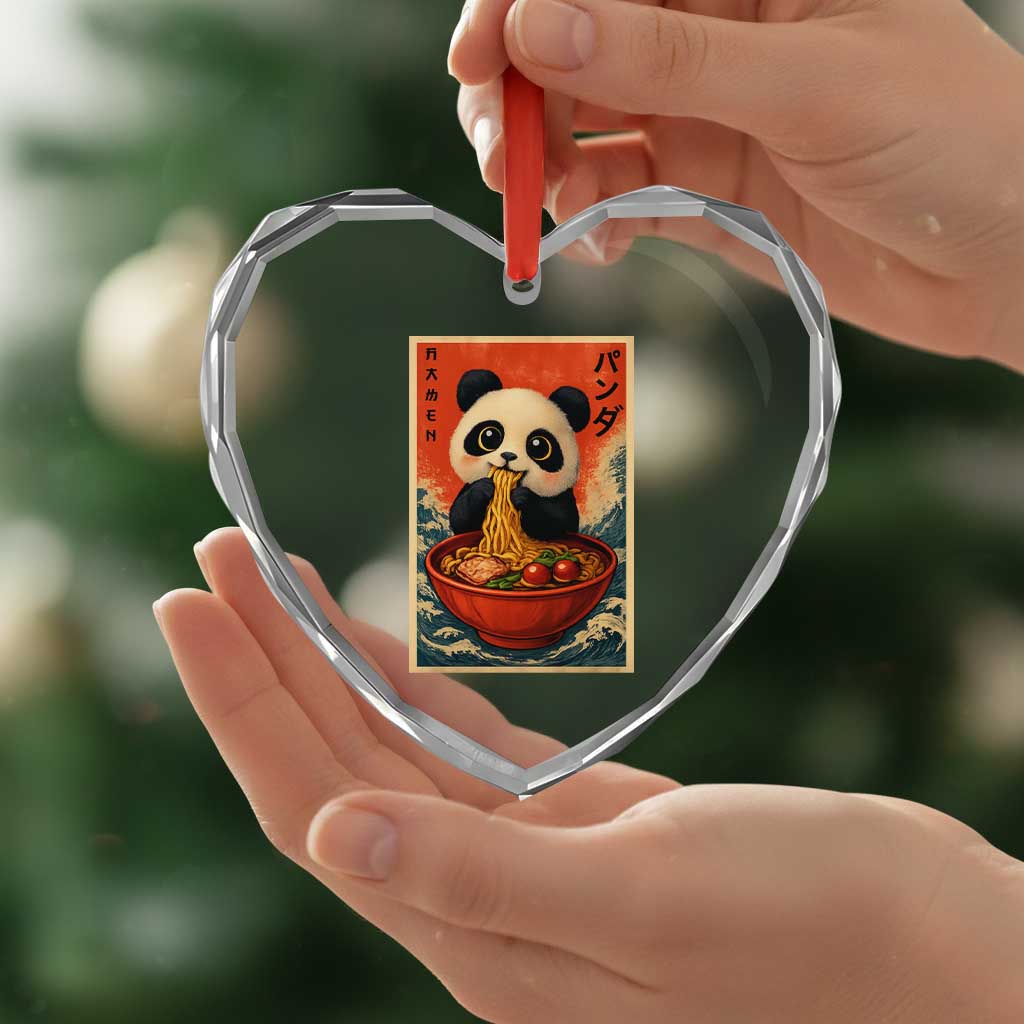 Kawaii Anime Panda Ramen Heart Crystal Glass Ornament Funny Japanese Noodles Anime Lovers - Wonder Print Shop