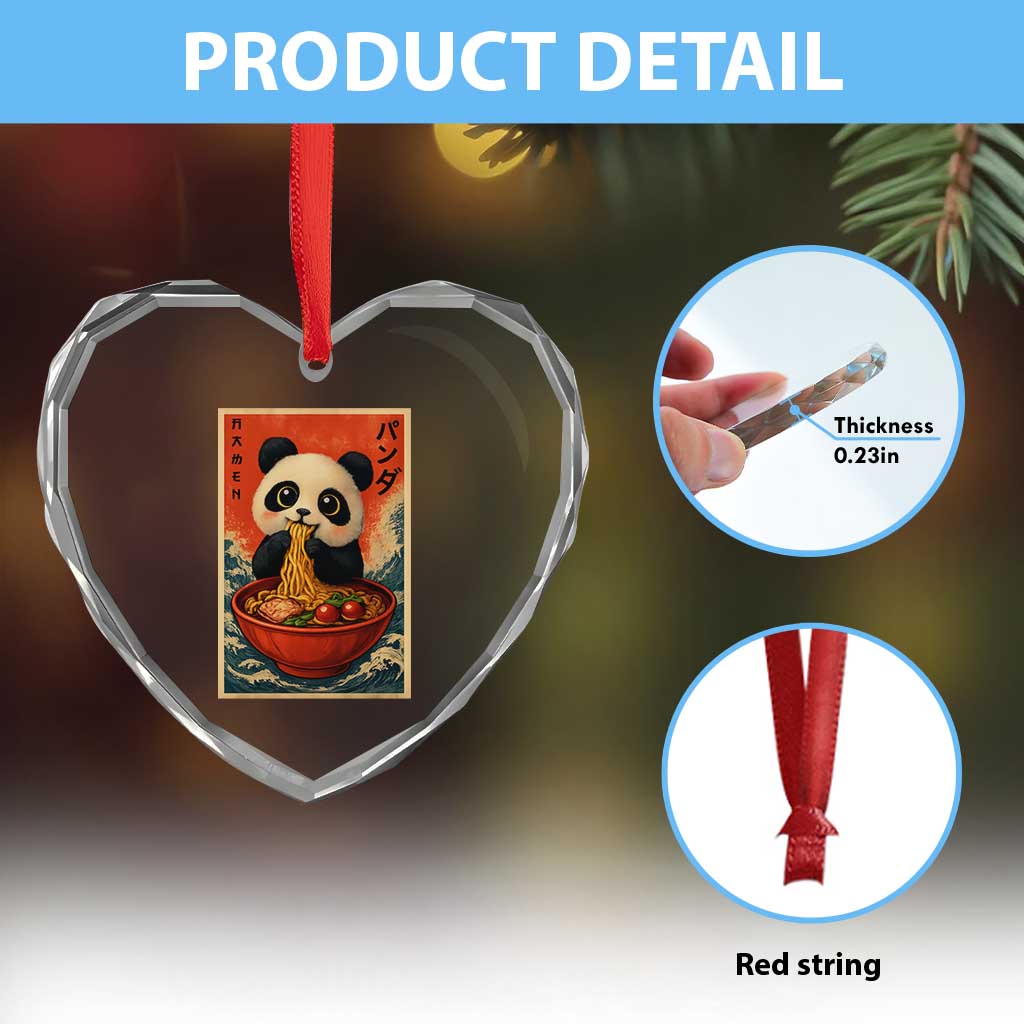 Kawaii Anime Panda Ramen Heart Crystal Glass Ornament Funny Japanese Noodles Anime Lovers - Wonder Print Shop