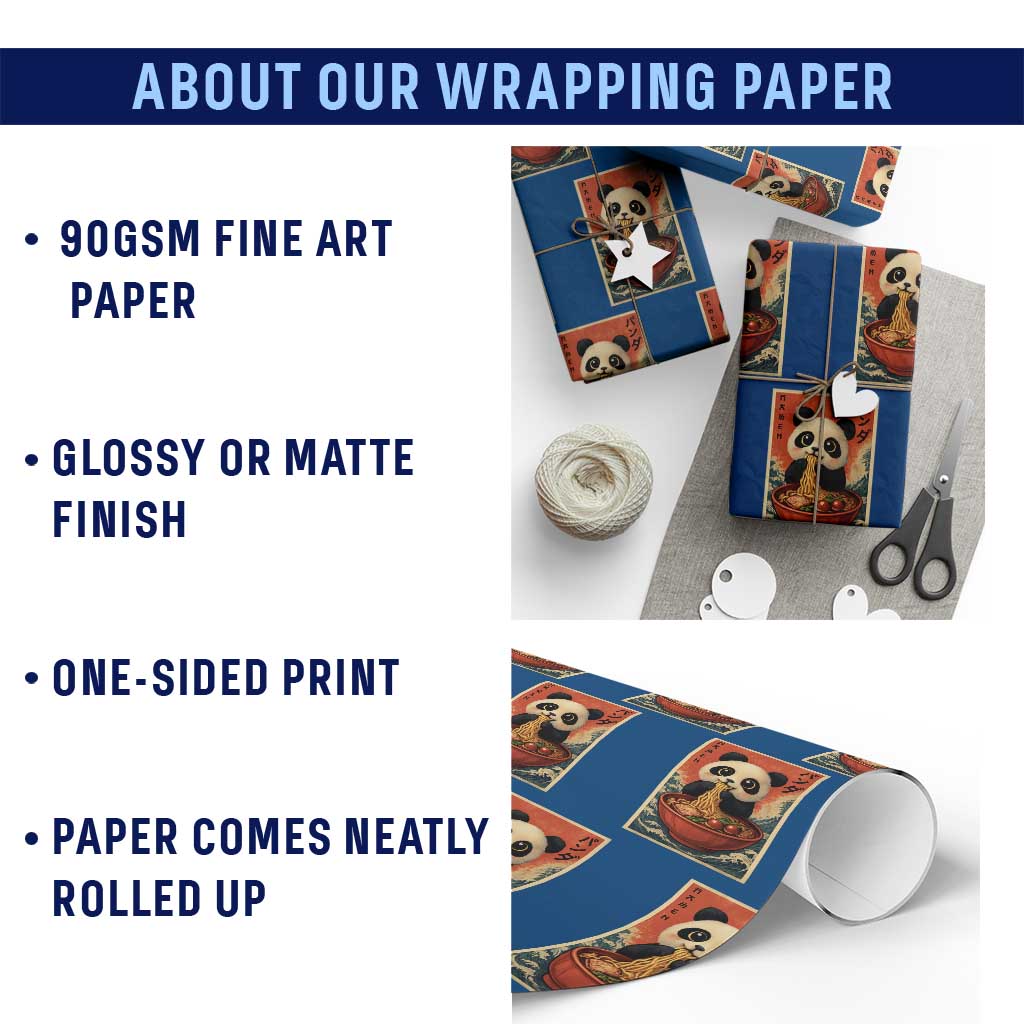 Kawaii Anime Panda Ramen Wrapping Paper Roll Funny Japanese Noodles Anime Lovers - Wonder Print Shop